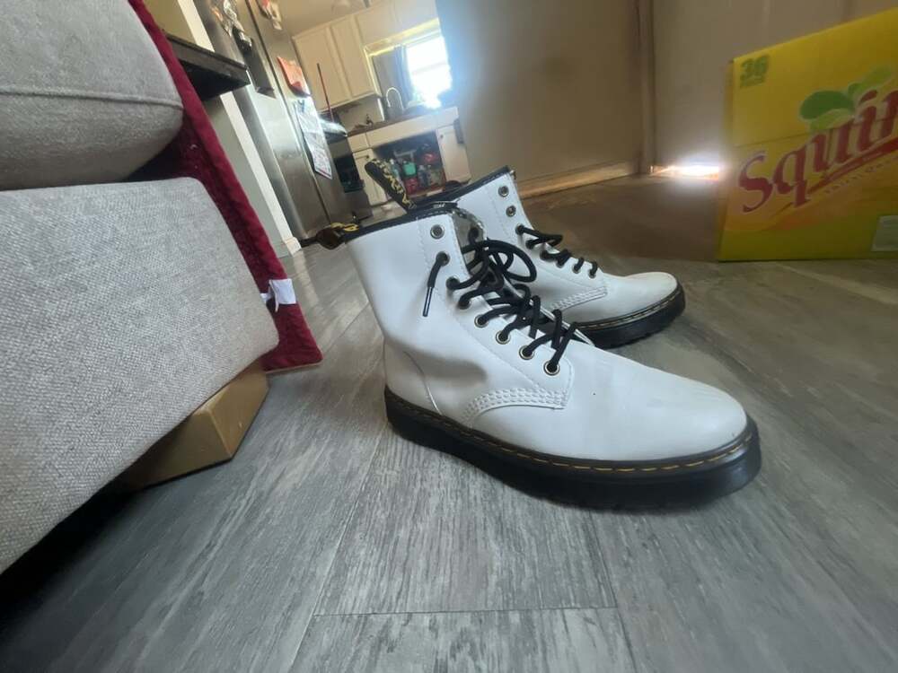 Dr. Martens Zavala Size US 8 White Leather Combat Boots